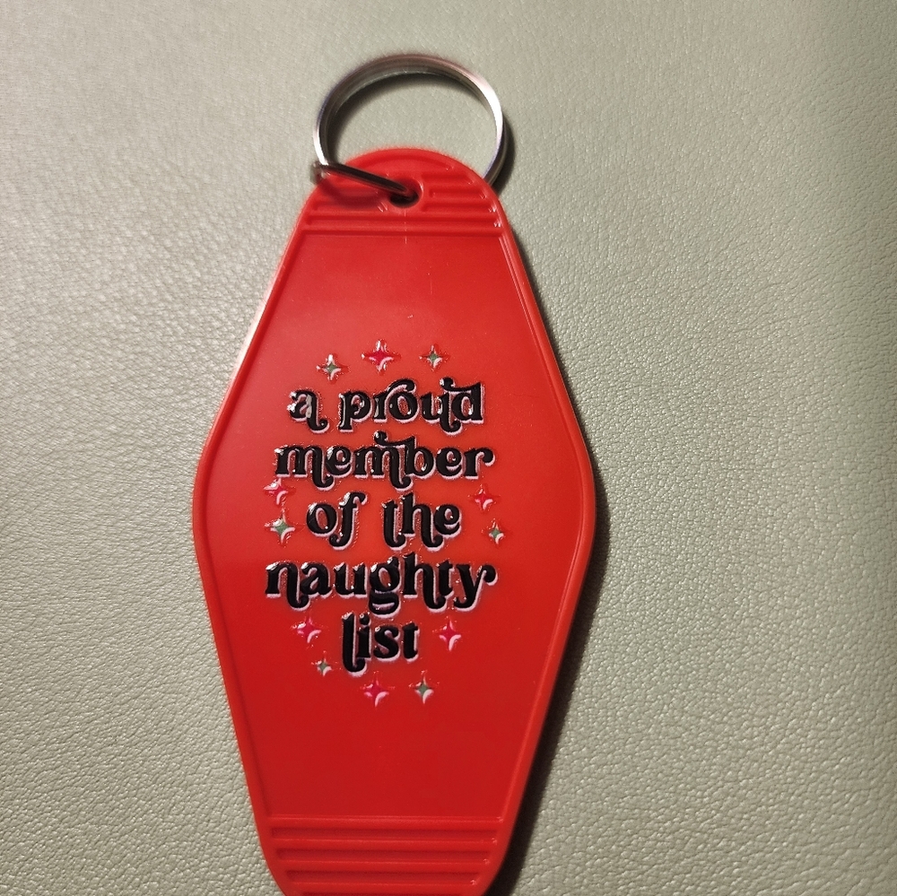 Red Naughty List Keychain - Picture 2 of 3